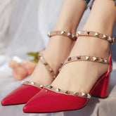 Chunky Heel Sandals Pumps Closed-toe Shoes With Rivet
